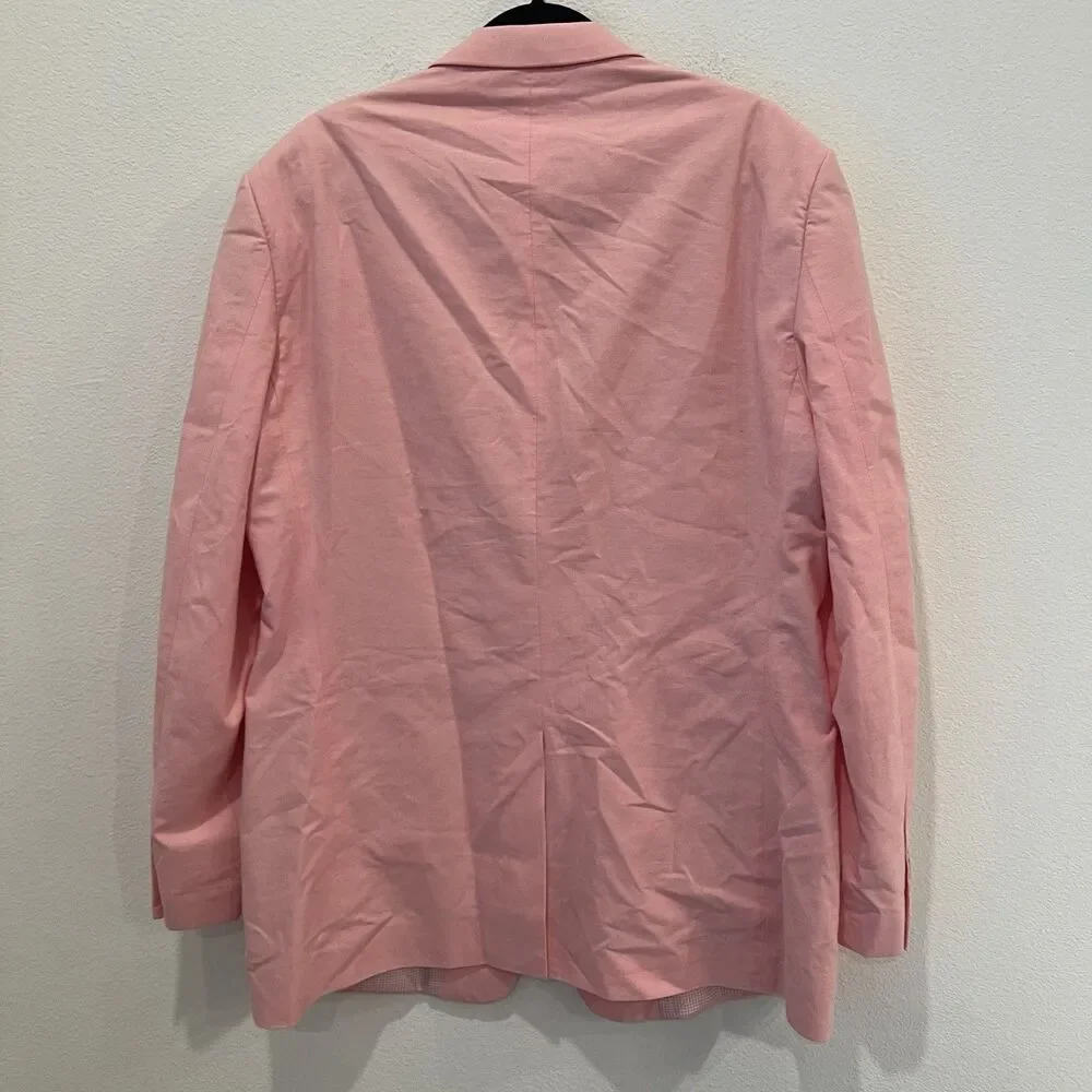 Saddlebred Men's 44L Pink 2 Button 100% Cotton Blazer Sport Coat Jacket